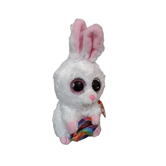 New TY Beanie boo Rabbit Sunday sparkle eyes rainbow basket  Easter  9" … - Picture 3 of 12